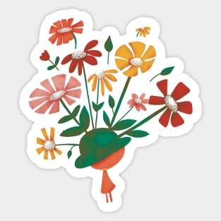 A Hatful of flowers in Green Sticker